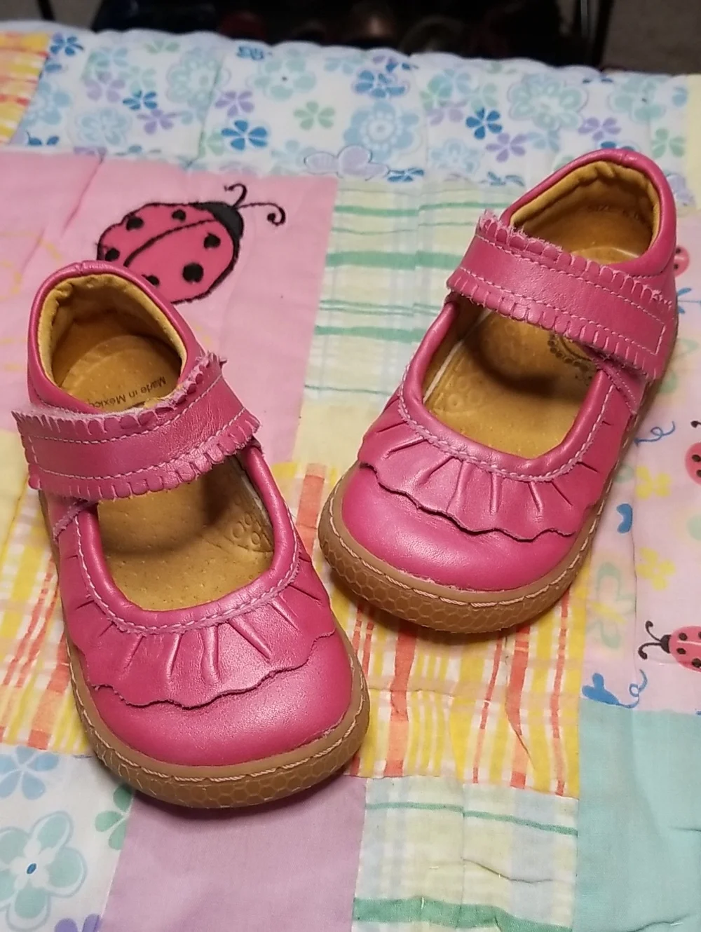 Livie & Luca Pink Shimmer Soft Leather Mary Jane Size 6 Ruche OG Made in Mexico